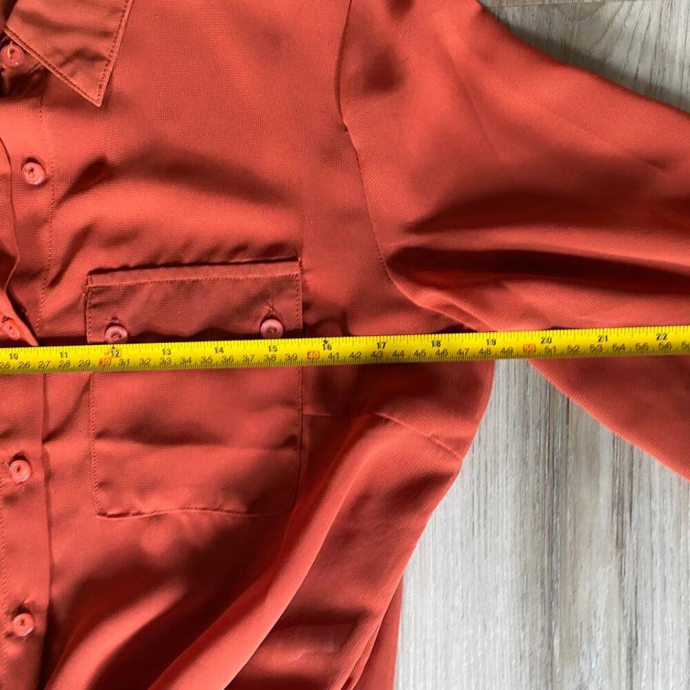 Pauln KC Brick Red Front Tie Blouse - Picture 6 of 7